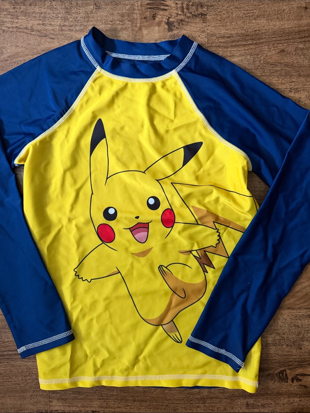 Pikachu Kids' Long-Sleeve Rash Guard - Yellow & Blue size 14 kids - Picture 3 of 3